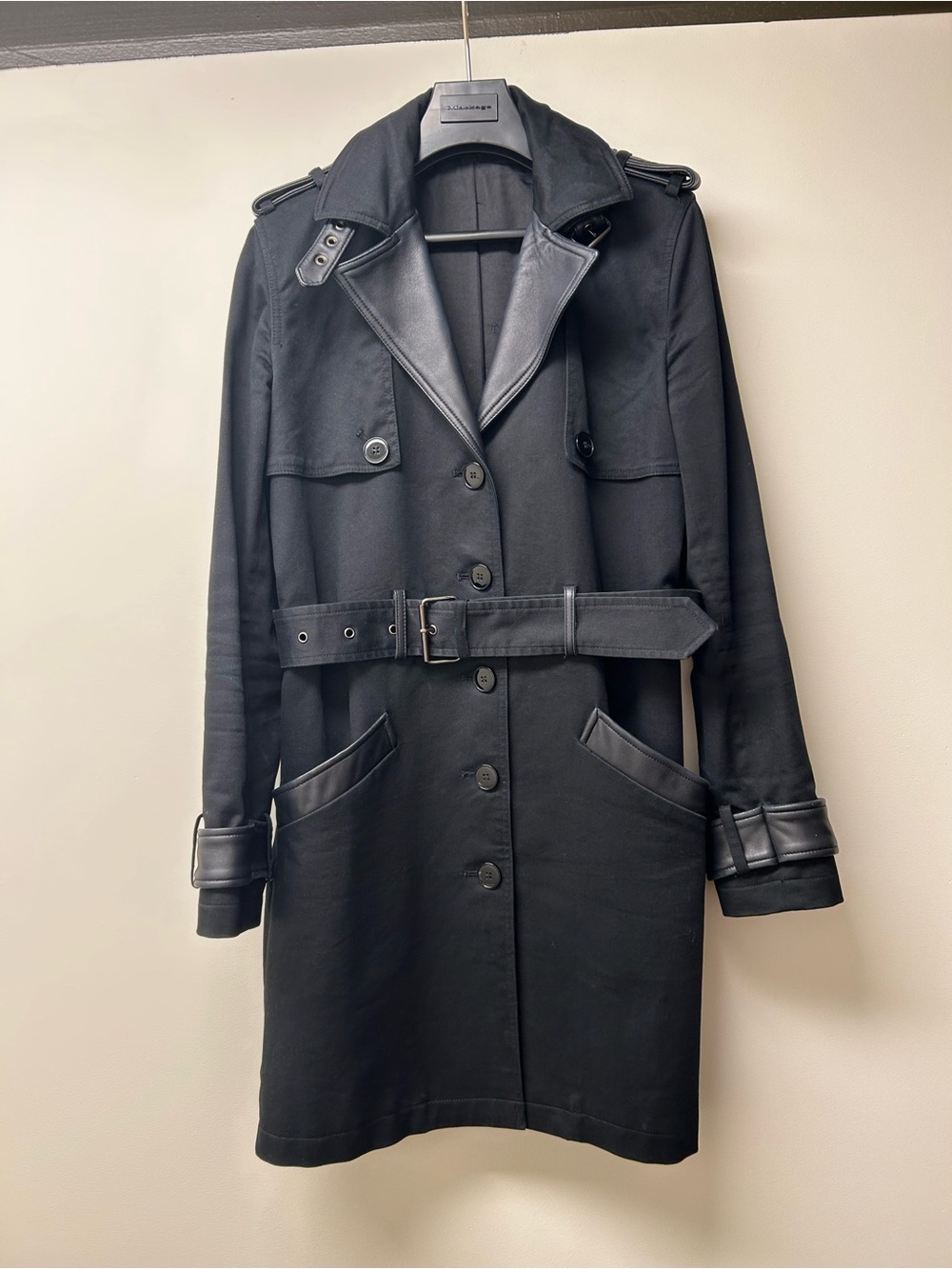Black Trench Coat with Belt - Classic Women's Trench
